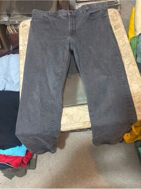 Alberto Fermani Men's Washed Charcoal Relaxed Jeans